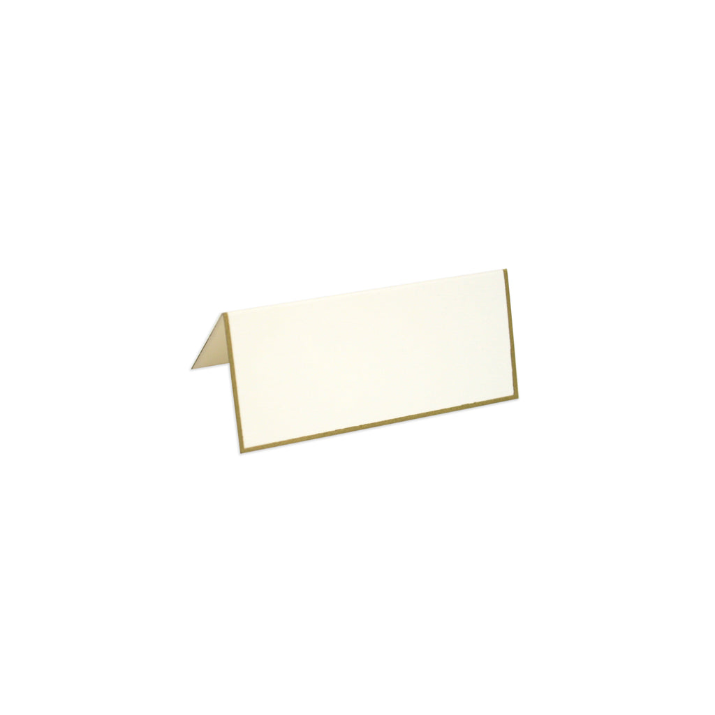 White Foldover Place Card with Gold Border