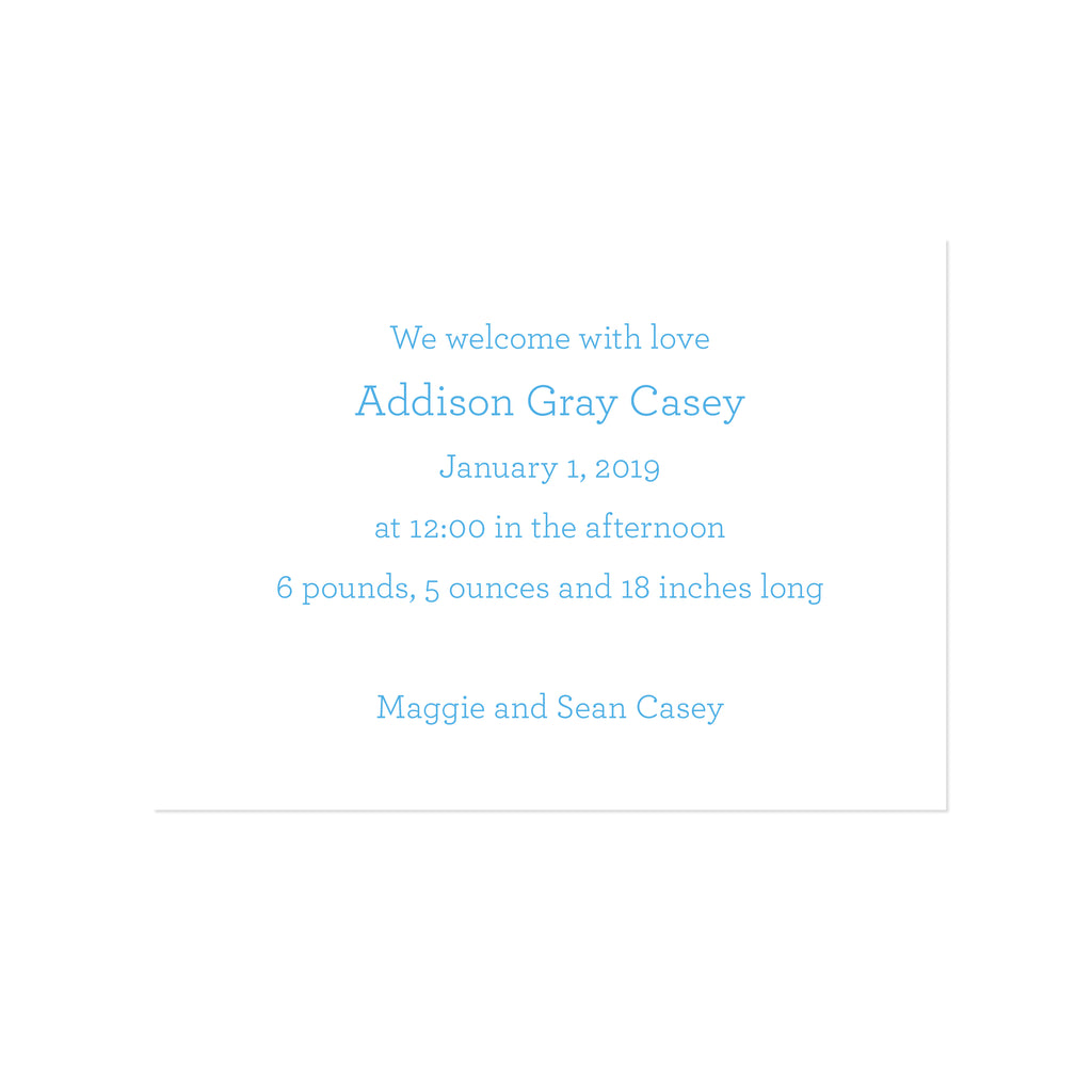 BASIC BESPOKE BIRTH ANNOUNCEMENT: CHARMING ENGRAVED