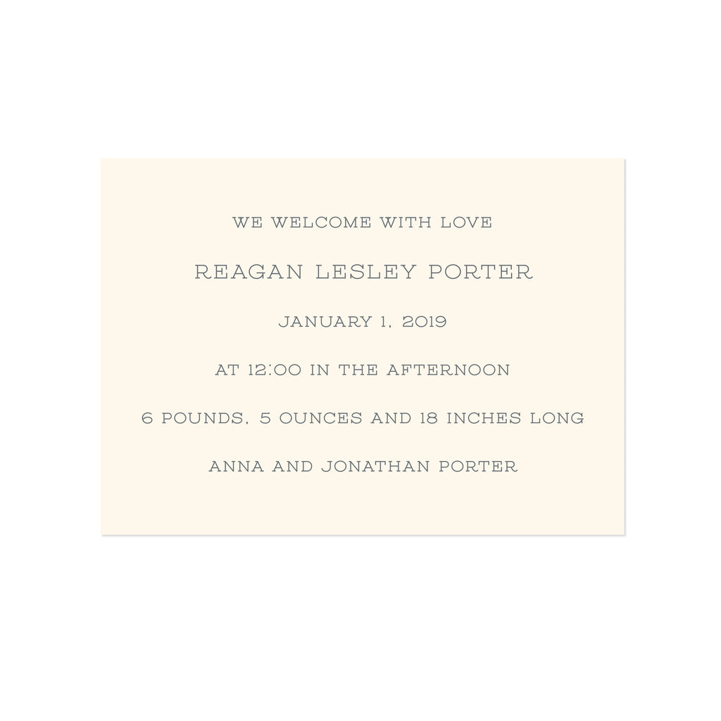 BASIC BESPOKE BIRTH ANNOUNCEMENT: PLAYFUL ENGRAVED
