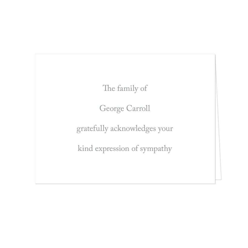 BASIC BESPOKE SYMPATHY ACKNOWLEDGEMENT: CASLON ENGRAVED