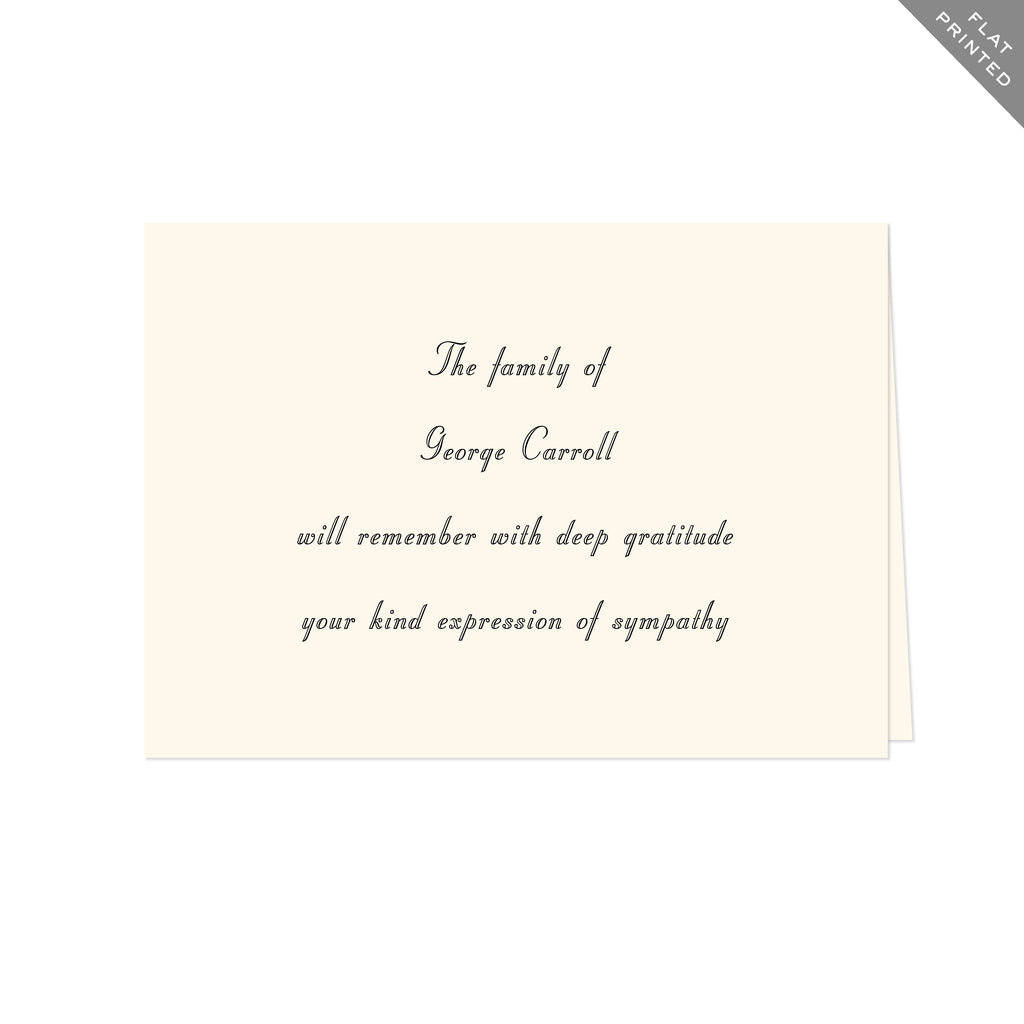 BASIC BESPOKE SYMPATHY ACKNOWLEDGEMENT: STUYVESANT FLAT PRINTED