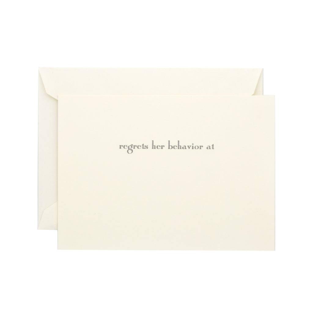 REGRETS HER BEHAVIOR