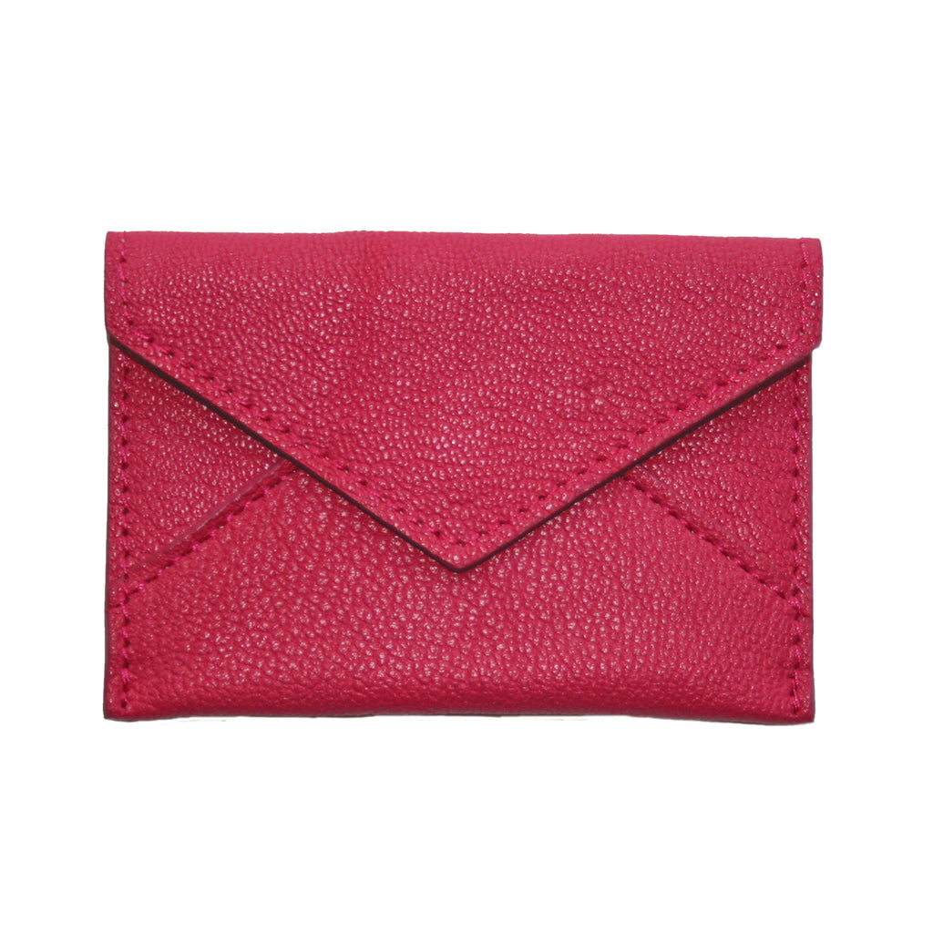 Mini Leather Envelope in Cerise 