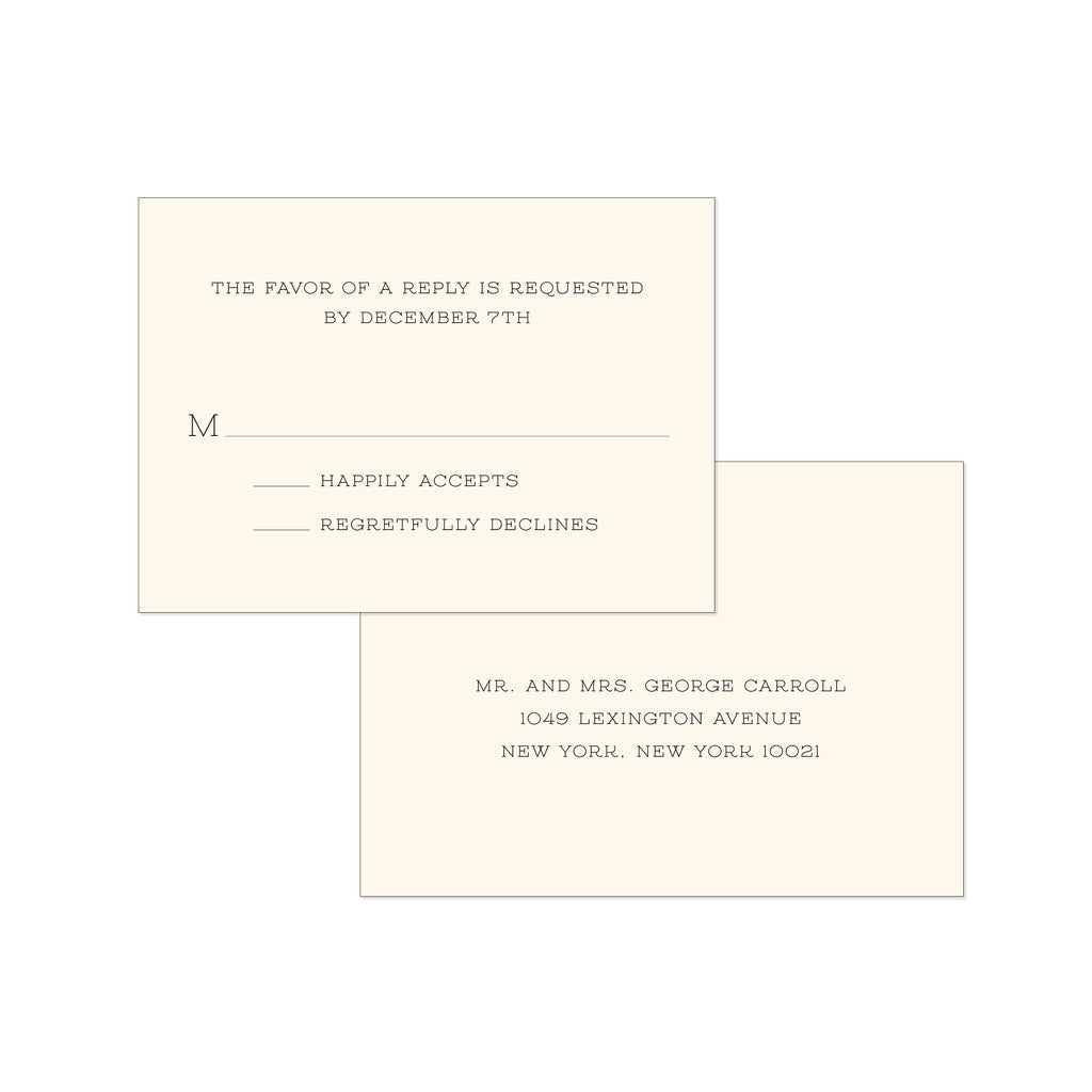 BASIC BESPOKE WEDDING RSVP CARD: MID-CENTURY ENGRAVED