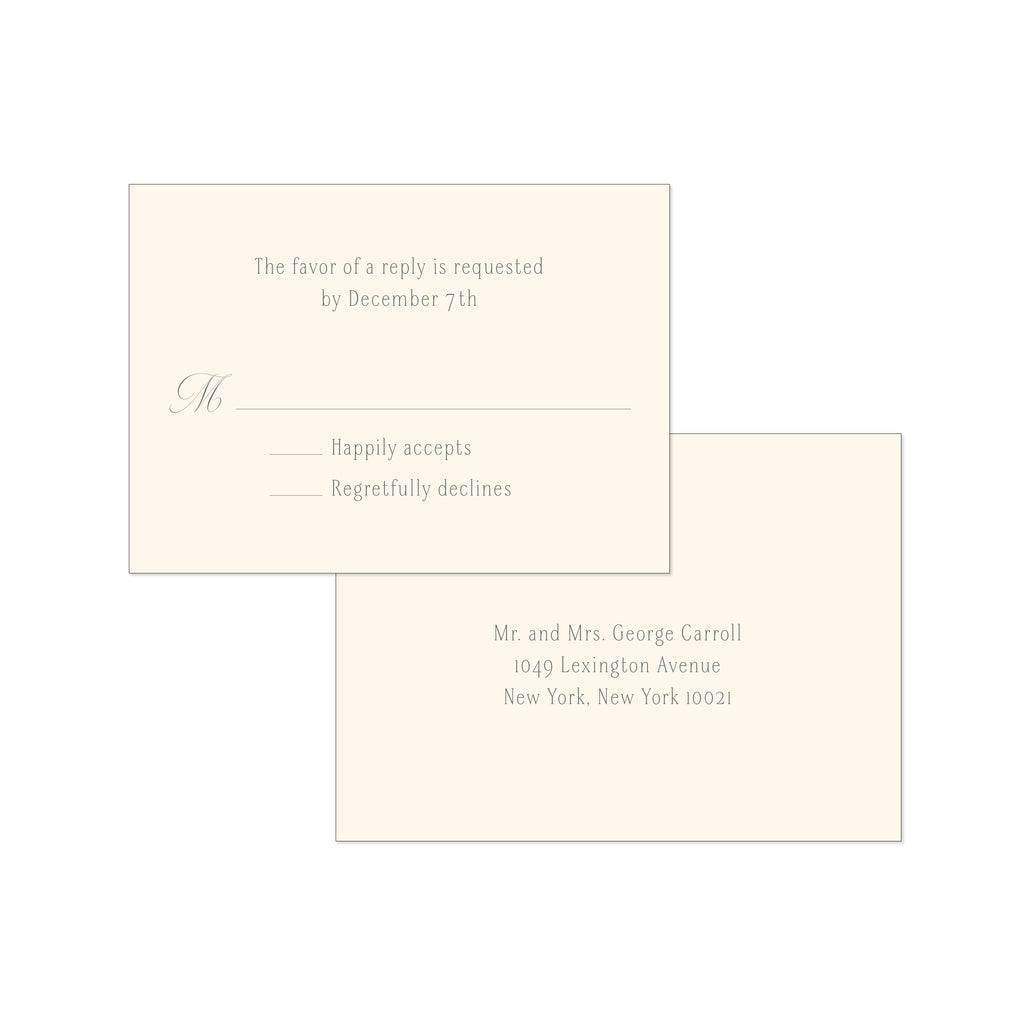 BASIC BESPOKE WEDDING RSVP CARD: CLASSIC ELEGANCE ENGRAVED